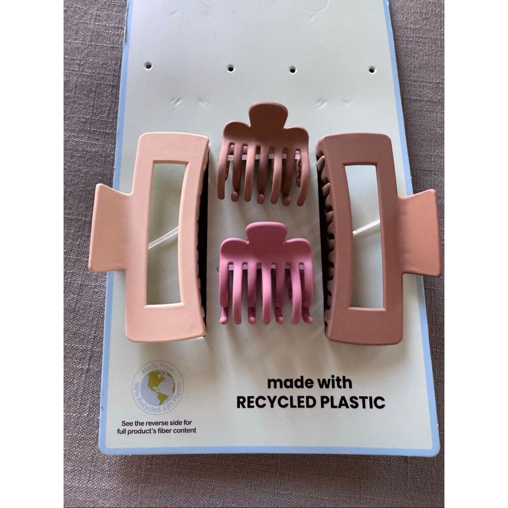 Sunday state women's plastic hair clip NWT matte mauve cream minimalist chunky